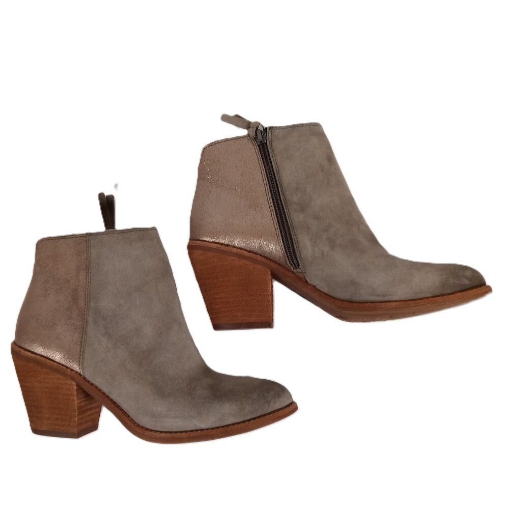 Sofft Tilton Booties Women Size 8 Leather Gray Suede Metallic Side Zip SF0021808 - Picture 2 of 13